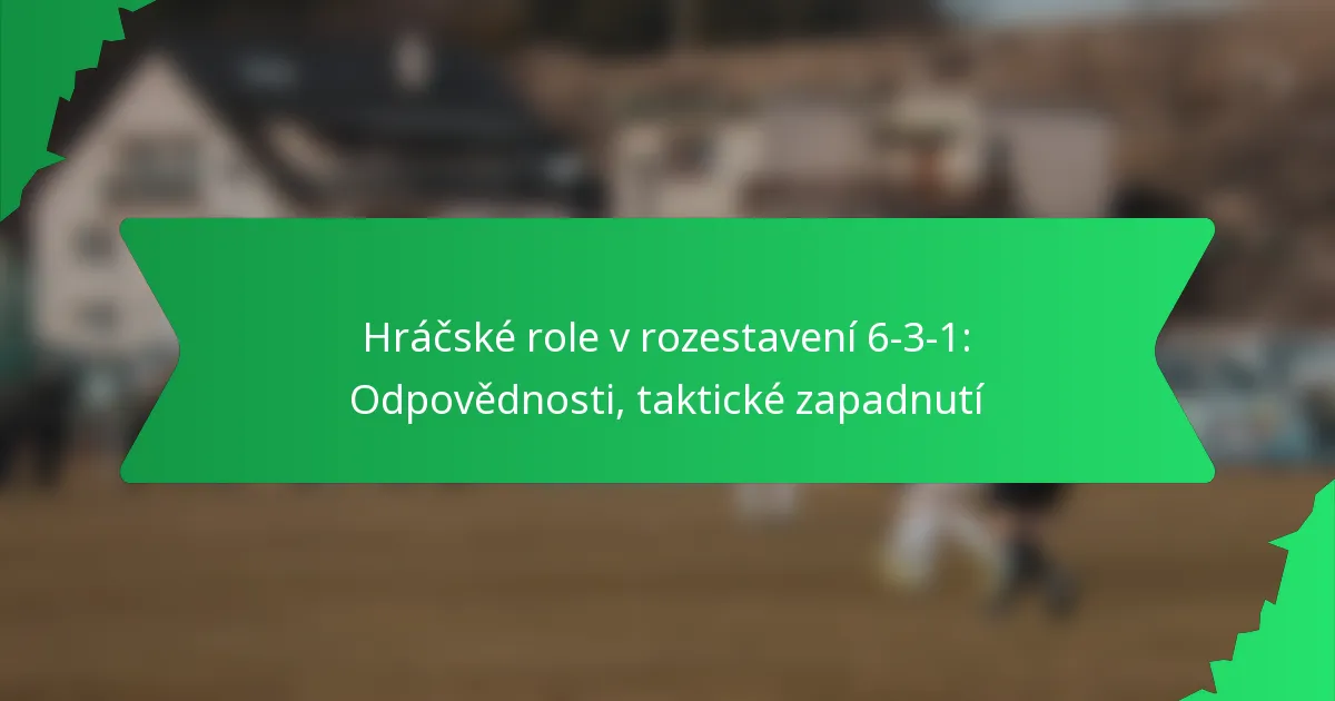 Hráčské role v rozestavení 6-3-1: Odpovědnosti, taktické zapadnutí