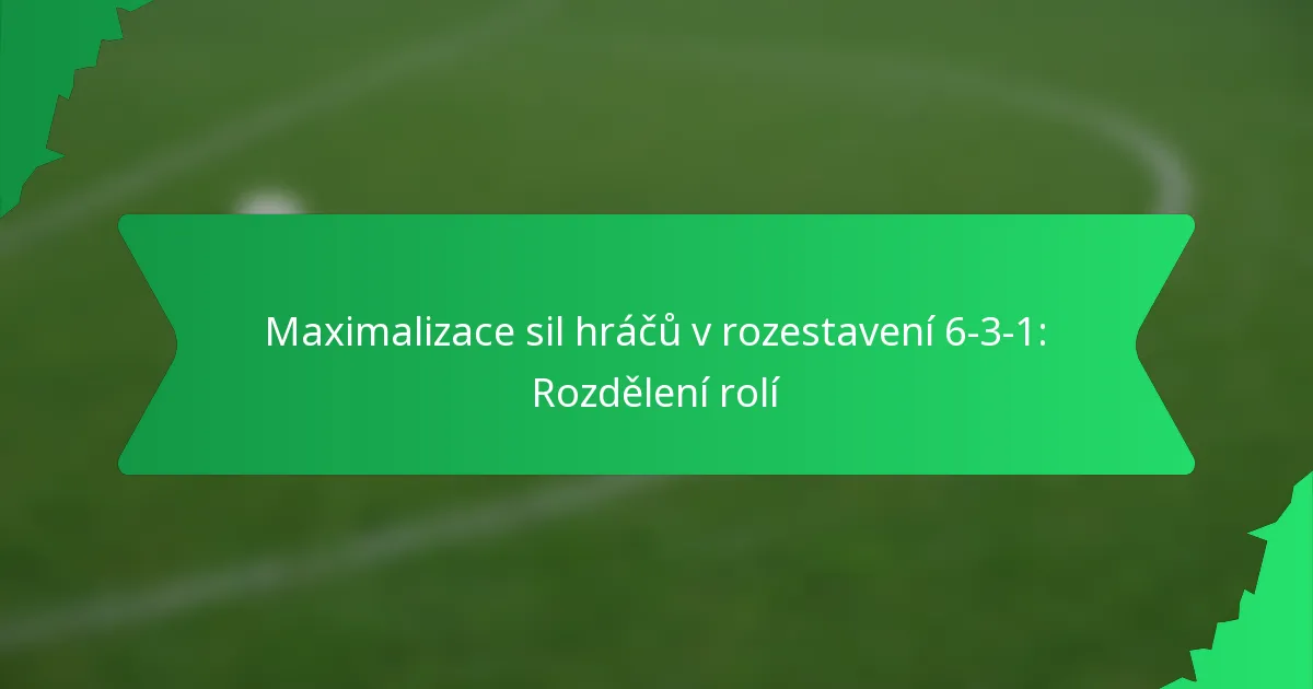Maximalizace sil hráčů v rozestavení 6-3-1: Rozdělení rolí