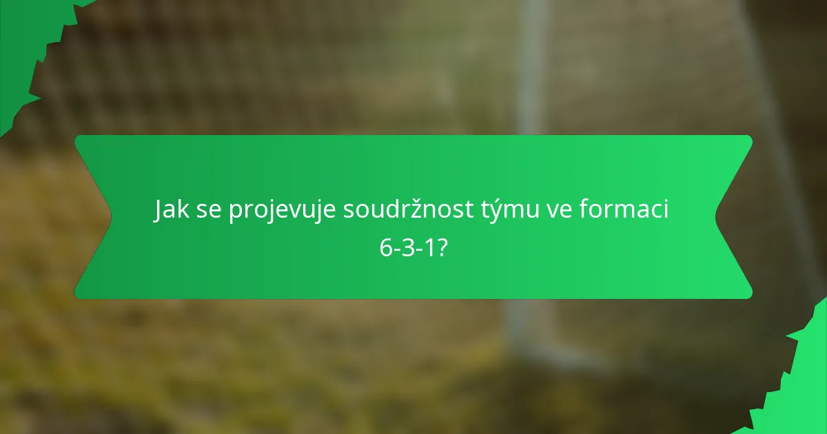 Jak se projevuje soudržnost týmu ve formaci 6-3-1?